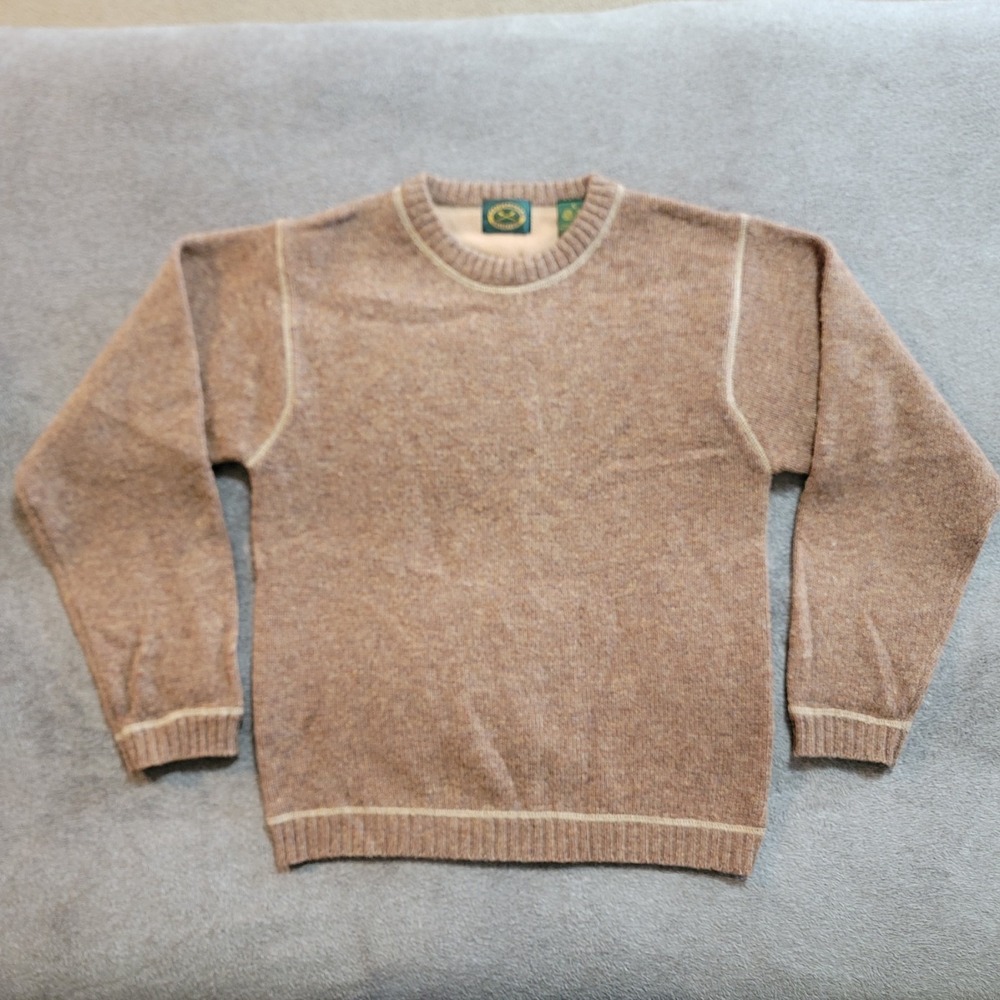 Carlyle & Kilmore Vintage 100% Virgin Wool Speckled Light Brown Sweater Size S
